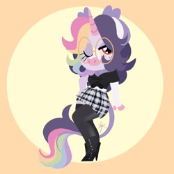 Size: 4000x4000 | Tagged: safe, artist:fizzlefer, imported from derpibooru, oc, oc only, oc:friday (fizzlefer), anthro, unicorn, clothes, solo