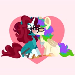 Size: 4096x4096 | Tagged: safe, artist:fizzlefer, imported from derpibooru, oc, oc only, pegasus, pony, unicorn, duo, kissing