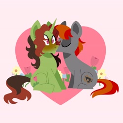 Size: 4096x4096 | Tagged: safe, artist:fizzlefer, imported from derpibooru, oc, oc only, earth pony, pony, unicorn, duo, kissing