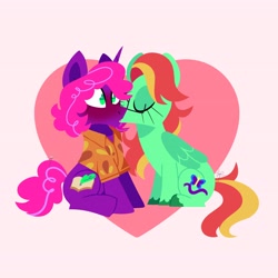 Size: 4096x4096 | Tagged: safe, artist:fizzlefer, imported from derpibooru, oc, oc only, pegasus, pony, unicorn, duo, kissing