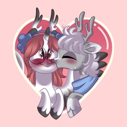 Size: 3500x3500 | Tagged: safe, artist:fizzlefer, imported from derpibooru, oc, oc only, alicorn, earth pony, pony, duo, kissing, simple background