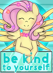 Size: 1280x1741 | Tagged: safe, artist:fluttershydaily, imported from derpibooru, fluttershy, pegasus, collar, flower, smiling, solo, spread wings, wings