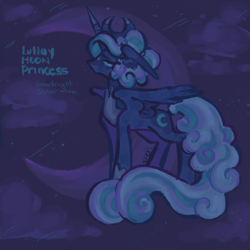 Size: 2000x2000 | Tagged: safe, artist:sillyfillies, imported from derpibooru, princess luna, alicorn, banishment, dialogue, moon, solo