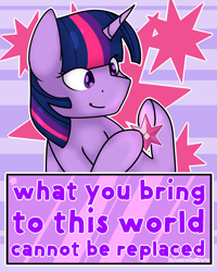 Size: 1280x1600 | Tagged: safe, artist:fluttershydaily, imported from derpibooru, twilight sparkle, element of magic, holding, looking at something, purple background, simple background, smiling