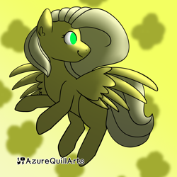 Size: 1280x1280 | Tagged: safe, artist:fluttershydaily, imported from derpibooru, fluttershy, flying, looking at something, palette swap, recolor, simple background, smiling, yellow background, yellow fur