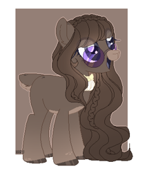 Size: 342x402 | Tagged: safe, artist:harusocoma, imported from derpibooru, earth pony, pony, brown mane, glasses, gray coat, long mane, open mouth, simple background