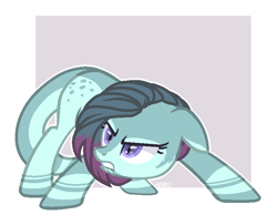 Size: 771x599 | Tagged: safe, artist:harusocoma, imported from derpibooru, earth pony, pony, cyan coat, fighting stance, gray mane, purple eyes, purple mane, simple background, two toned coat, two toned mane