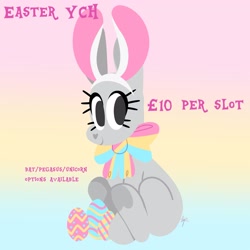 Size: 2500x2500 | Tagged: safe, artist:fizzlefer, imported from derpibooru, earth pony, pony, bunny ears, egg, gradient background, solo, ych example, your character here
