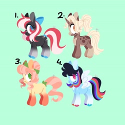 Size: 4096x4096 | Tagged: safe, artist:fizzlefer, imported from derpibooru, oc, oc only, earth pony, pegasus, pony, unicorn, adoptable, group