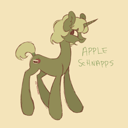 Size: 1425x1425 | Tagged: safe, artist:sillyfillies, imported from derpibooru, oc, oc only, oc:apple schnapps, pony, unicorn, short tail, solo, tail, tail band