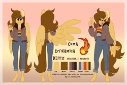 Size: 4096x2731 | Tagged: safe, artist:fizzlefer, imported from derpibooru, oc, oc only, oc:coma blitz, anthro, pegasus, clothes, reference sheet