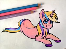 Size: 1024x768 | Tagged: safe, artist:art_alanis, imported from derpibooru, holly dash, pony, unicorn, solo, traditional art