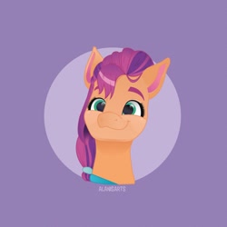 Size: 1080x1080 | Tagged: safe, artist:art_alanis, imported from derpibooru, sunny starscout, earth pony, pony, :3, bust, g5, solo