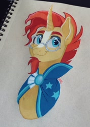 Size: 726x1024 | Tagged: safe, artist:art_alanis, imported from derpibooru, sunburst, pony, unicorn, male, solo, stallion, traditional art