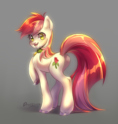 Size: 2000x2100 | Tagged: safe, alternate version, artist:draco zero, imported from derpibooru, roseluck, pony, bell, bell collar, collar, commission, commissioner:doom9454, cute, long tail, pony pet, rosepet, tail