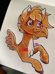 Size: 768x1024 | Tagged: safe, artist:art_alanis, imported from derpibooru, oc, oc only, oc:scooter (cocopudu), pegasus, pony, solo, traditional art