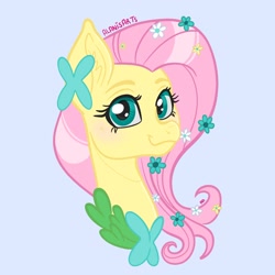 Size: 2048x2048 | Tagged: safe, artist:art_alanis, imported from derpibooru, fluttershy, pegasus, pony, bust, simple background, solo