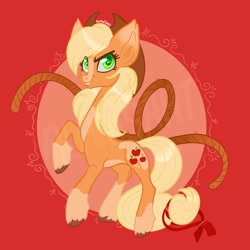 Size: 2048x2048 | Tagged: safe, artist:art_alanis, imported from derpibooru, applejack, earth pony, pony, lasso, rope, solo