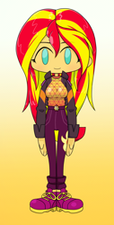 Size: 964x1901 | Tagged: safe, artist:batipin, imported from derpibooru, sunset shimmer, human, equestria girls, chibi, female, no nose, solo