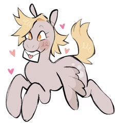 Size: 1312x1426 | Tagged: safe, artist:peachybats, imported from derpibooru, derpy hooves, pegasus, pony, cute, derpabetes, floating heart, flying, heart, letter, mouth hold, simple background, solo, white background