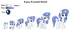 Size: 3980x1724 | Tagged: safe, artist:siriussentry, imported from derpibooru, oc, oc:lora crystal swirl, pony, unicorn, 5-year-old, age progression, baby, baby pony, base used, female, filly, foal, mare, offspring, older, parent:fancypants, parent:rarity, parents:raripants, simple background, transparent background