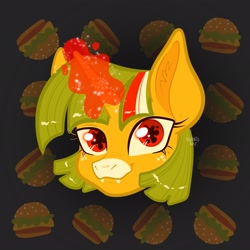 Size: 2048x2048 | Tagged: safe, artist:art_alanis, imported from derpibooru, oc, oc only, oc:burger mare, pony, unicorn, solo