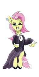 Size: 657x1287 | Tagged: safe, artist:kotle1ka, imported from derpibooru, fluttershy, ear piercing, eyeshadow, fluttergoth, goth, makeup, piercing, simple background, solo, white background
