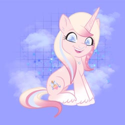 Size: 2048x2048 | Tagged: safe, artist:art_alanis, imported from derpibooru, oc, oc only, oc:jinty, pony, unicorn, purple background, simple background, solo