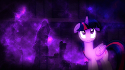 Size: 1920x1080 | Tagged: dead source, safe, artist:m24designs, artist:mamandil, edit, imported from derpibooru, twilight sparkle, alicorn, pony, female, galaxy, looking up, mare, night, smiling, solo, space, twilight sparkle (alicorn), wallpaper, wallpaper edit