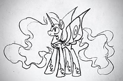 Size: 879x581 | Tagged: safe, artist:lunadorable, imported from derpibooru, nightmare moon, april fools 2023, cute, pencil drawing, sketch, traditional art