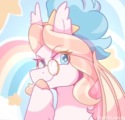 Size: 1934x1862 | Tagged: safe, artist:jezebel_remedy, imported from derpibooru, oc, oc only, oc:bitter glitter, bat pony, pony, glasses, solo