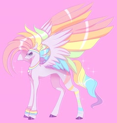 Size: 3000x3149 | Tagged: safe, artist:jezebel_remedy, imported from derpibooru, oc, oc only, pegasus, pony, pink background, simple background, solo