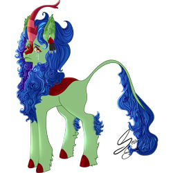 Size: 2183x2183 | Tagged: safe, artist:senpai-satan, imported from derpibooru, oc, oc only, oc:spring glow, kirin, fallout equestria, cloven hooves, commission, female, kirin oc, mare, pipbuck, sad, signature, simple background, solo, transparent background