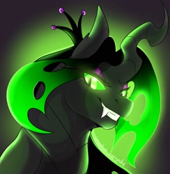 Size: 1949x2000 | Tagged: safe, artist:jezebel_remedy, imported from derpibooru, oc, oc only, changeling, changeling queen, bust, green changeling, solo