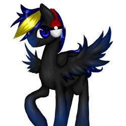 Size: 1024x1024 | Tagged: safe, imported from derpibooru, oc, oc only, oc:georgie, pegasus, artits:kinjareta, earmuffs, looking at you, male, princess, simple background, solo, spread wings, stallion, transparent background, wings