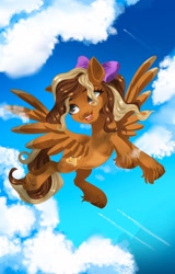 Size: 1308x2048 | Tagged: safe, artist:irusumau, imported from derpibooru, oc, oc only, pegasus, pony, cloud, sky, solo