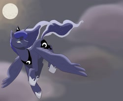 Size: 2048x1684 | Tagged: safe, artist:mayugraffiti, imported from derpibooru, princess luna, alicorn, pony, cloud, female, mare, moon, night, solo