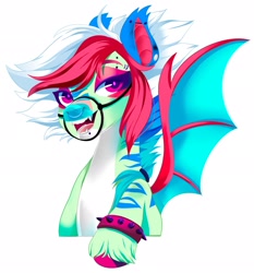 Size: 1909x2048 | Tagged: safe, artist:irusumau, imported from derpibooru, oc, oc only, bat pony, pony, simple background, solo, white background