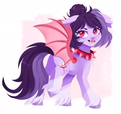 Size: 2048x1936 | Tagged: safe, artist:irusumau, imported from derpibooru, oc, oc only, oc:bloodmoon lullaby, bat pony, pony, collar, solo