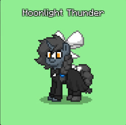 Size: 839x836 | Tagged: safe, imported from derpibooru, oc, oc only, oc:moonlight thunder, unicorn, bow, bowtie, braid, clothes, hair bow, horn, tail, tail bow, unicorn oc