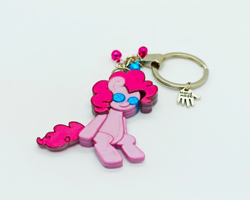 Size: 1201x961 | Tagged: safe, artist:made_by_franch, imported from derpibooru, pinkie pie, button eyes, craft, hearth's warming doll, irl, keychain, photo, simple background, trinket, white background