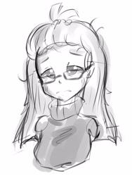 Size: 1200x1600 | Tagged: safe, artist:jovalic, imported from derpibooru, moondancer, human, clothes, crying, dishevelled, doodle, glasses, humanized, sketch, sweater