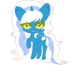 Size: 500x500 | Tagged: safe, artist:sakimiaji, imported from derpibooru, oc, oc only, oc:fleurbelle, alicorn, alicorn oc, bow, female, hair bow, horn, looking at you, mare, solo, wings, yellow eyes