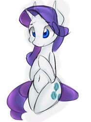 Size: 1280x1709 | Tagged: safe, artist:jovalic, imported from derpibooru, rarity, belly button, bipedal, hooves together, legs together, looking at someone