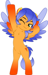 Size: 3253x5000 | Tagged: safe, artist:jhayarr23, imported from derpibooru, oc, oc:solar aura, pegasus, bipedal, chest fluff, commissioner:solar aura, one eye closed, pegasus oc, solo, stretched cutie mark, stretching