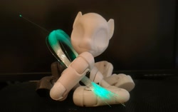 Size: 2560x1606 | Tagged: safe, artist:darbarri, imported from derpibooru, earth pony, robot, 3d print, figure, glowing, solo