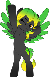 Size: 3253x5000 | Tagged: safe, artist:jhayarr23, color edit, edit, imported from derpibooru, oc, oc:solar aura, pegasus, pony, fallout equestria, bipedal, chest fluff, colored, commissioner:solar aura, one eye closed, pegasus oc, solo, stretching