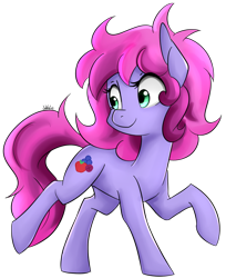 Size: 770x945 | Tagged: safe, artist:jovalic, imported from derpibooru, oc, oc only, oc:wildberry, looking back, raised hoof, simple background, transparent background, walking