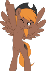 Size: 3253x5000 | Tagged: safe, artist:jhayarr23, imported from derpibooru, oc, oc:calamity, pegasus, pony, fallout equestria, bipedal, chest fluff, commissioner:solar aura, cowboy hat, dashite, hat, one eye closed, pegasus oc, solo, stretching