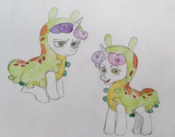 Size: 840x660 | Tagged: safe, artist:kotle1ka, imported from derpibooru, sweetie belle, caterpillar, pony, unicorn, simple background, solo, traditional art, white background